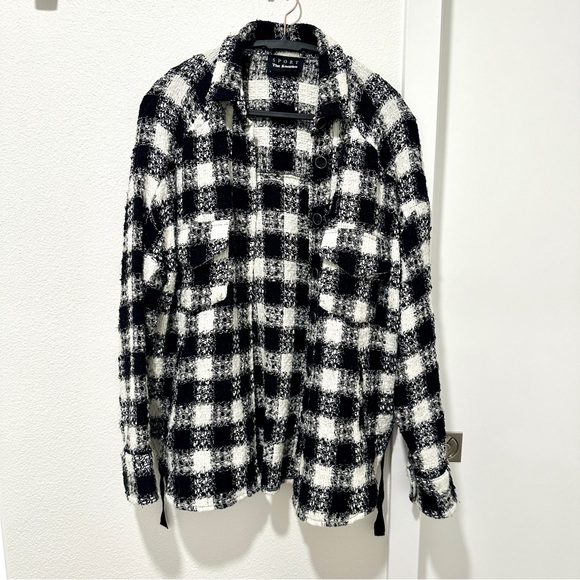 The Kooples sport black and white plaid button front shirt jacket Size 2/Medium - Picture 2 of 8